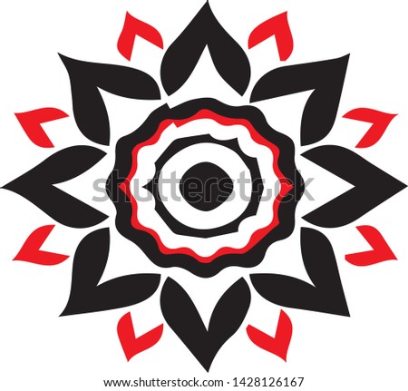 Black,White and red Flower vector easy for custom 