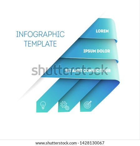 Realistic ribbon labels. Vector Infographic gradient template with shadows
