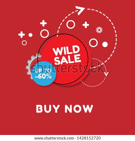 Wild Sale banner design template, discount tag, buy now - up to 60% off,