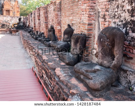 Ancient temples and antiques in Ayutthaya, Thailand.Was built hundreds of years ago.Some parts were destroyed by the enemy.