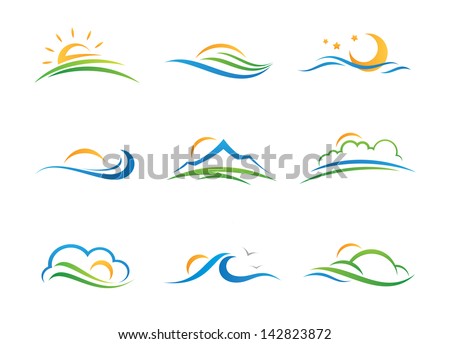 Great nature landscape icon logo
