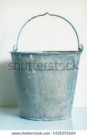 The Zinked Iron Grunge Bucket, Empty Galvanized Metal Bucket Royalty-Free Stock Photo #1428292664