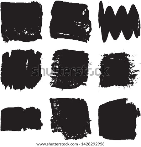 Vector dry brush stroke grunge. Black isolated on white spots. Modern distressed banner texture
