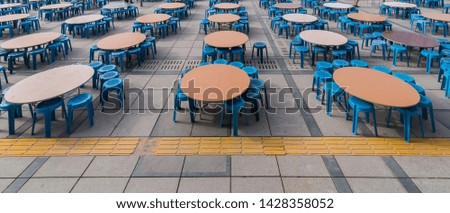a table for a collective meal on the streets