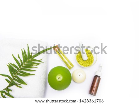 Close up view of spa theme objects on natural background
