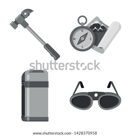 Isolated object of mountaineering and peak icon. Set of mountaineering and camp vector icon for stock.