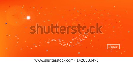 Pure space and signs confetti. Liquid colorific illustration. Background texture. A new Ultra Wide collection background. Colorful pure abstraction. Orange red main theme.