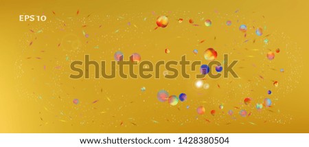 New space and signs confetti. Background wallpaper. Signs colorific illustration. Wonderful colored background space Ultra Wide. Colorful pure abstraction. Gold colored.