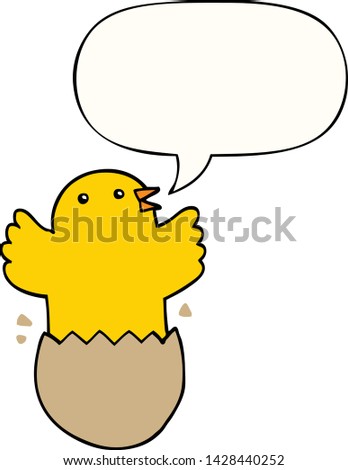 cartoon hatching bird with speech bubble