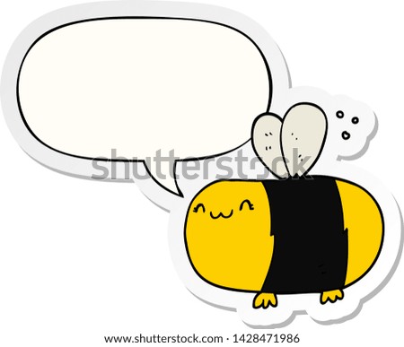 cute cartoon bee with speech bubble sticker