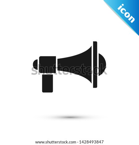 Black Megaphone icon isolated on white background. Loud speach alert concept. Bullhorn for Mouthpiece scream promotion.  Vector Illustration