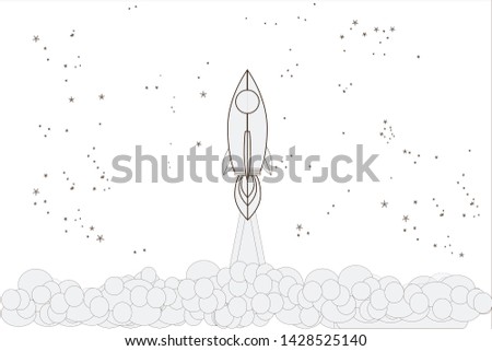 Rocket launch,ship.vector, illustration concept of business product on a market.can be used for landing pages, templates, UI, web, mobile applications, posters, banners, leaflets.