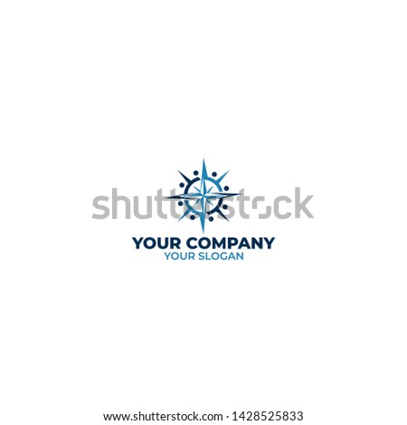Blue Compass  Logo Design Vector