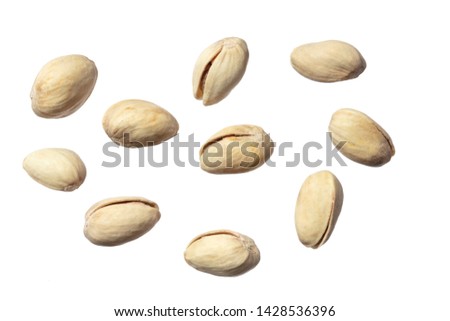 Pistachio nuts on white background high resolution