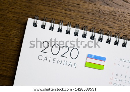 Uzbekistan Flag on 2020 Calendar