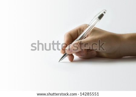 Somebody signing on white background