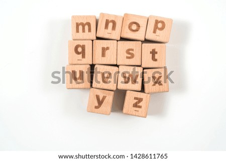 Alphabet on wood ,white background
