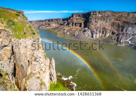 Double Rainbow and Clear Skies Over Shoshone Falls in Twin Falls, Idaho