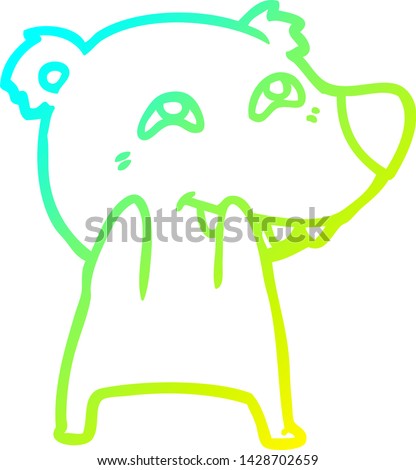 cold gradient line drawing of a cartoon polar bear showing teeth