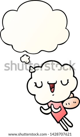 cute cartoon cloud head creature with thought bubble in smooth gradient style