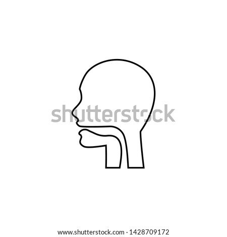 Oral cavity, pharynx and esophagus glyph icon. Upper section of alimentary canal. Silhouette line symbol. Negative space. isolated illustration