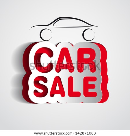 Paper Car sale sign - vector card