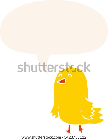 cartoon bird with speech bubble in retro style