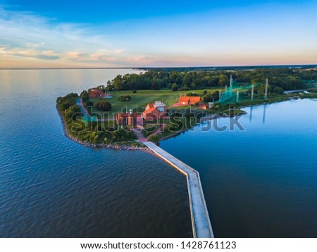 Aerial view of Vente Cape in Lithuania, bird ringing place