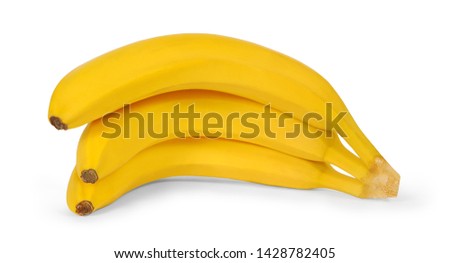 Fresh yellow bright bananas isolated on white background. Clipping path. Full depth of field.