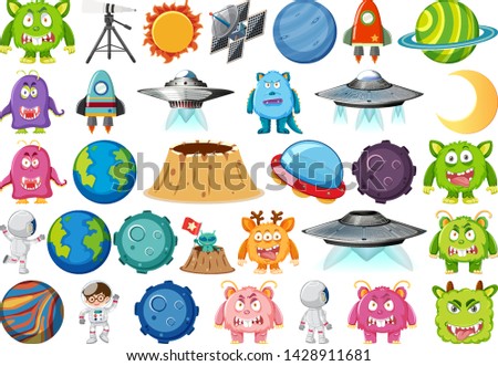 Set of planet space element illustration
