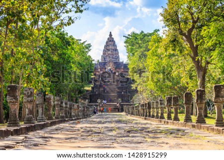Phanom rung historical park, An ancient stone castle, World heritage in north east of Thailand Royalty-Free Stock Photo #1428915299