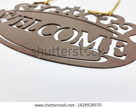 Beautiful Elegant Metallic Brown Welcome Sign for interior and Outdoor Design in White Isolated Background