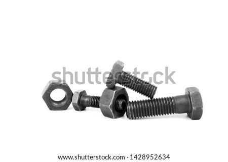 nuts and bolts isolated on a white background with clipping path