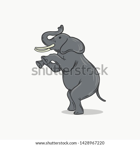 Elephant Cartoon hand drawn for logo or ornament