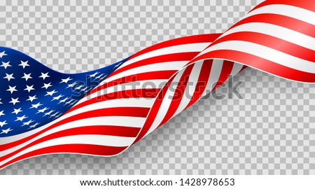 American flag on transparent background for 4t of July poster template.USA independence day celebration.USA 4th of July promotion advertising banner template for Brochures,Poster or Banner Royalty-Free Stock Photo #1428978653