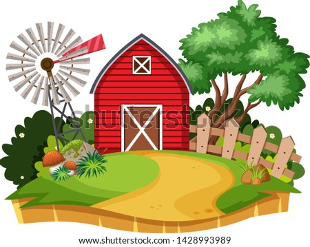 House in countryside background  illustration