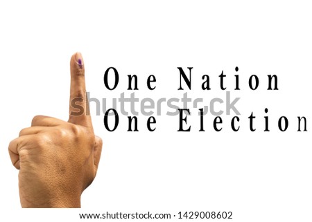 One Nation One Election with hand gesture of Indian Election on Isolated background