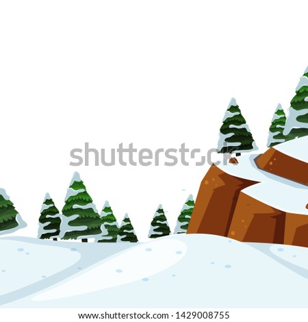 Outdoor cold winter landscape illustration