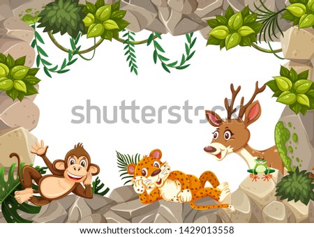 Wild animal on nature template illustration