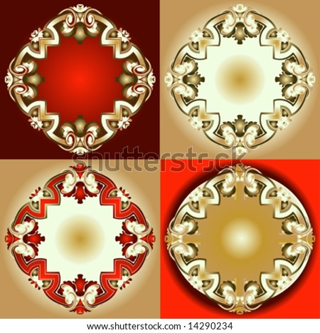 Red Gold Ornament Design Elements. vector illustration