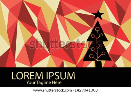 Isolated Vector Illustration Red and Yellow Polygon Geometric of Christmas Tree. Flat, Icon, Sign, Logo, Symbol, Object, Graphic Design, Element, Background, Print.