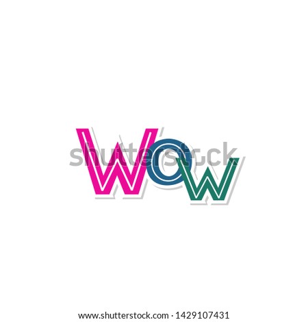 Vector illustration with handwritten phrase - Wow. Lettering. Isolated word. Colorfull text. Trendy phrase for t-shirt and hoodie. Banner for web site, slogan, motivational card