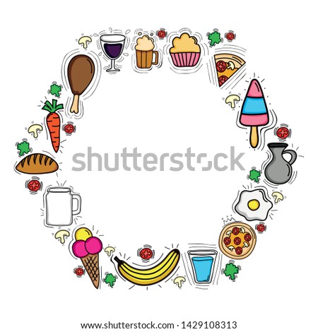 delicious food menu circular frame