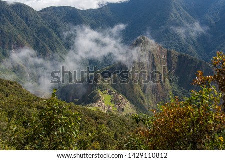 Machu Picchu in Peru is one of the New Seven Wonders of the World. View from mountain Machupicchu