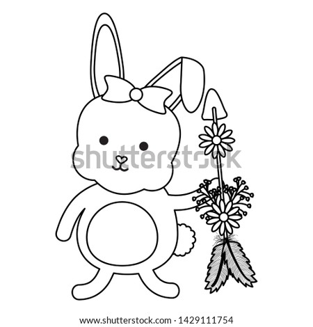 cute little rabbit with flowers and arrows