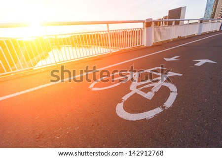 Bike Lane over the Bridge at Sunset