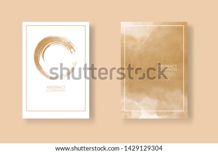 Cards with watercolor elements set. Hand drawn banners element on brown background for your design. Design for your date, postcard, banner, logo. Vector illustration.