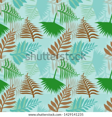 Pattern illustration of tropical leaves and palm leaves