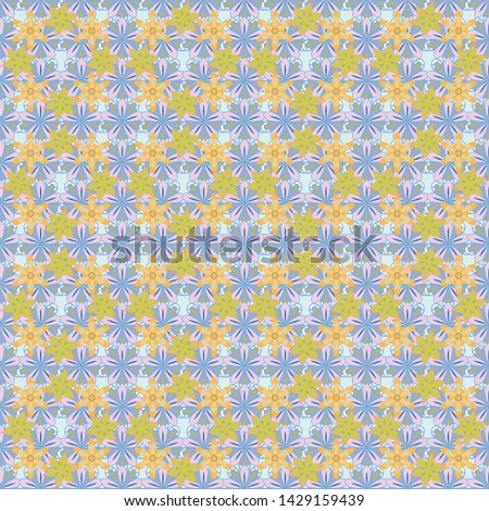 Millefleurs. Liberty style in yellow, blue and beige colors. Vector simple cute seamless pattern in small-scale flowers. Floral seamless background for textile or book covers, gift wrap and scrapbooks