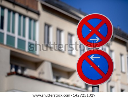 German traffic signs for the parking prohibition and the prohibition of holding